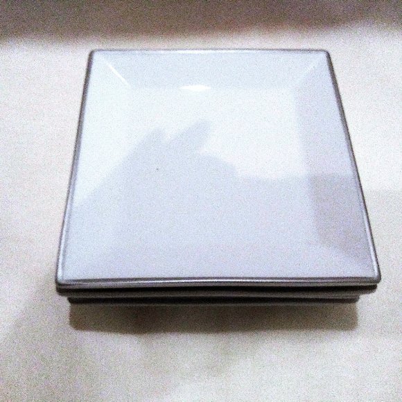 White Rim Square Stoneware Plates, Desser Plates, Bread Plates, Fruit Plates - Picture 2 of 12